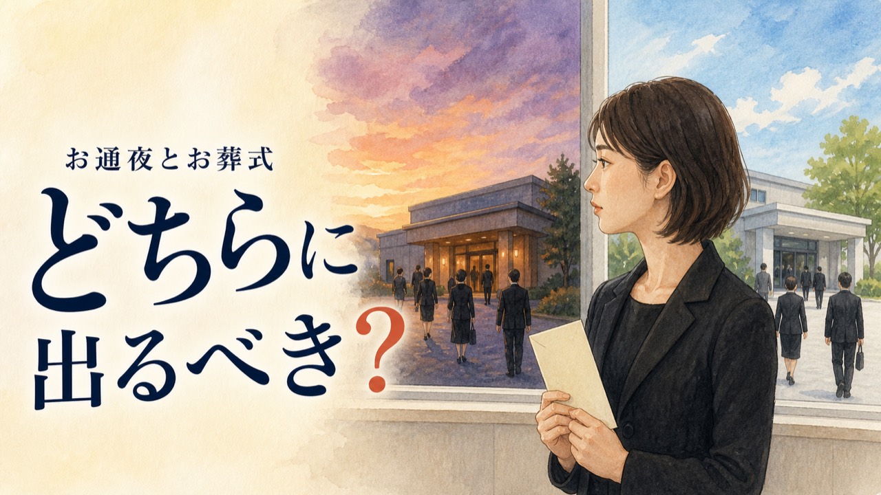 お通夜とお葬式のどちらに出るべきかを考える人と、夕方と昼の葬儀会館